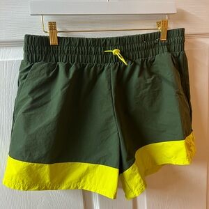Xersion Women's Athletic Shorts in Olive and Neon Yellow